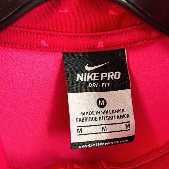 Nike Pro  Dri Fit Women's Pink Print Half Zip Pullover Activewear Top Medium - Picture 8 of 16